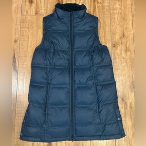 J Jill Down Fill Dark Teal Full Zip Puffer Vest Jacket XS Tunic Length